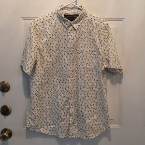 Straight Faded Banana Print Casual Button Down